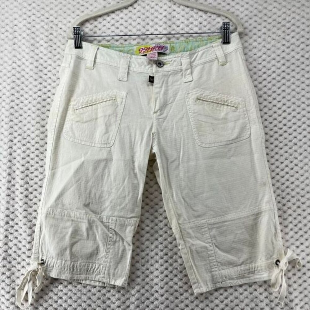 Vintage 99MPH Women's Ripstop‎ Ivory Bermuda Shorts 9/10 Lightweight Mid Rise